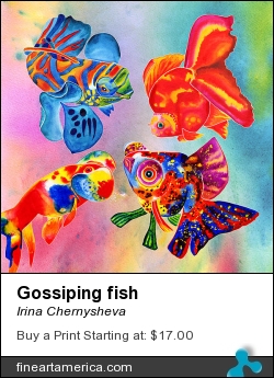 Gossiping Fish by Irina Chernysheva - Mixed Media - Watercolour And Digital