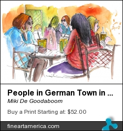 People In German Town In Memphis 01 by Miki De Goodaboom - Painting - Watercolour And Ink