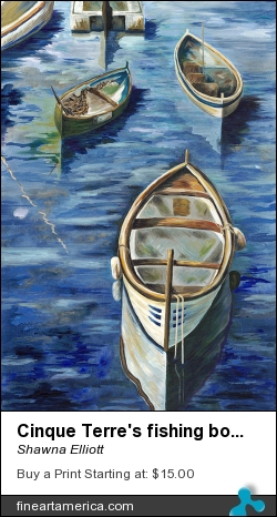 Cinque Terre's Fishing Boats by Shawna Elliott - Painting - Mixed Acrylic Media On Canvas