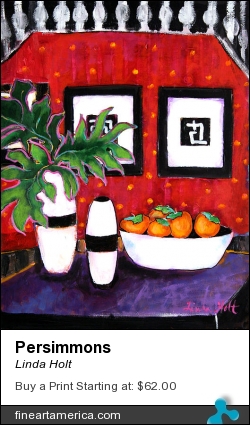Persimmons by Linda Holt - Painting - Acrylic On Paper
