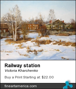 Railway Station by Victoria Kharchenko - Painting - Oil On Canvas