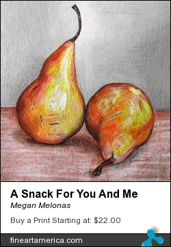 A Snack For You And Me by Megan Melonas - Drawing - Color Pencil On Grey Paper